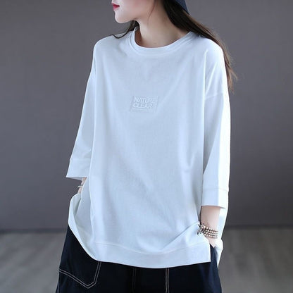 Casual Loose Fit Seven-Point Sleeve T-Shirt
