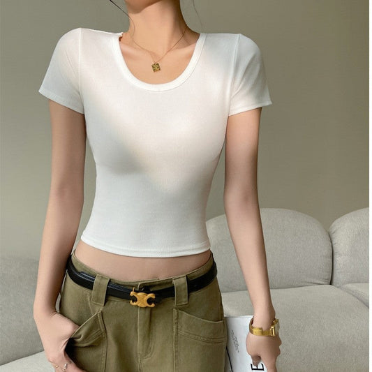 Fitted Short-Sleeve Round Neck Shirt