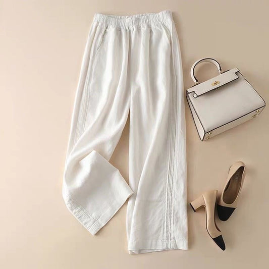 Slim Fit High-Waisted Straight Leg Casual Pants