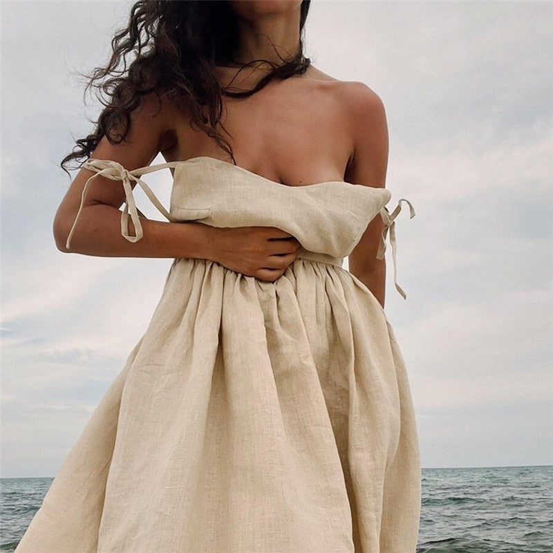 Vibrant V-Neck Halter Backless Dress