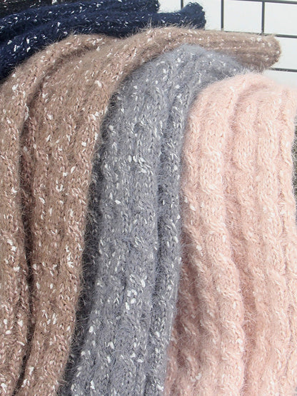 Wool Knitted Dot Twist Leg Warmers Accessories
