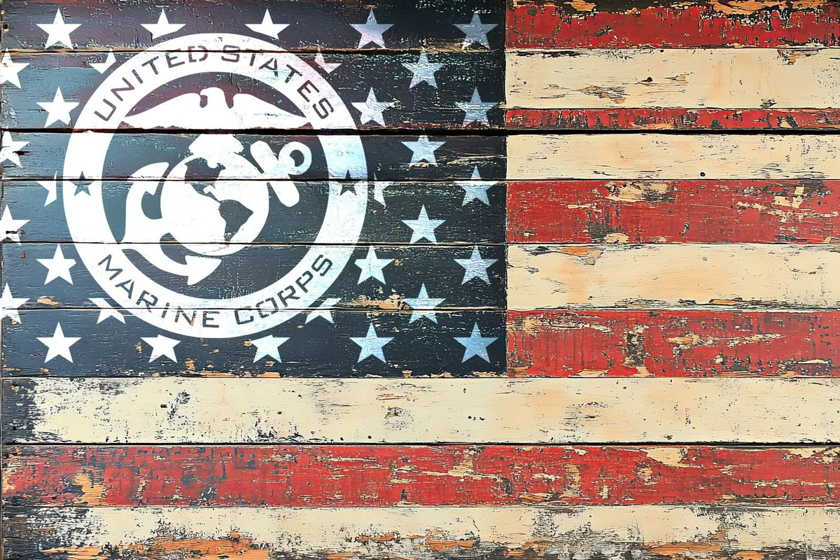 American Flag Marine Corps Star Union Vinyl Decal or Stencil | 307