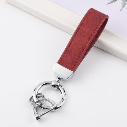 Leather Keychain with Metal Accent: Solid Color