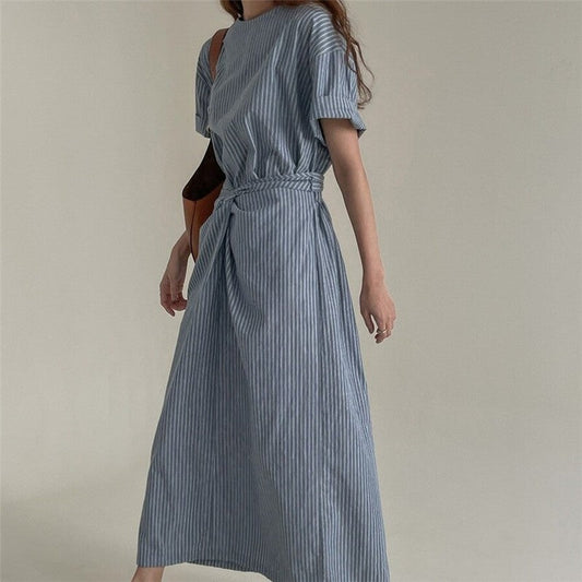 Striped Knot Tie Strap Dress - Fashionable and Chic