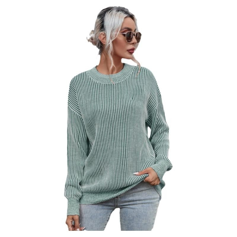 Striped Thickened Turtleneck Long Sleeve Sweater