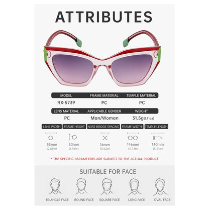 Fashion Eye Cat Full Frame Outdoor UV400 Sun Protection Eyewear Sunglasses
