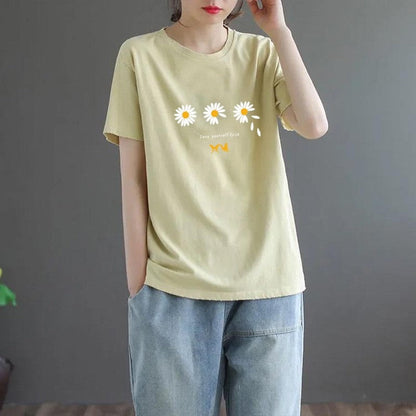 Floral Print Casual Loose Fit Women's T-Shirt