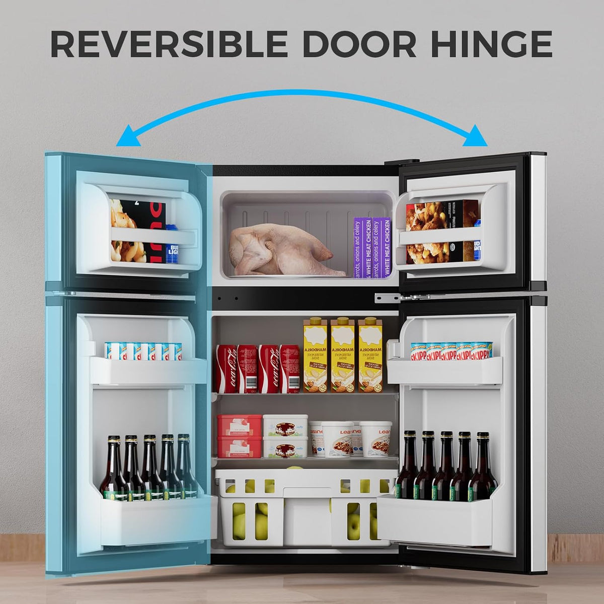 3.2 Cu.Ft Mini Fridge with Freezer, Double Door Compact Refrigerator 58087RRE0