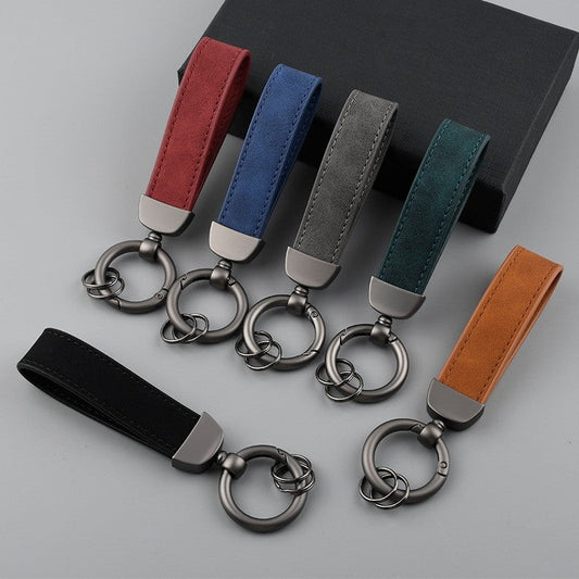 Solid Color Metal Leather Keychain Fashion Accessory