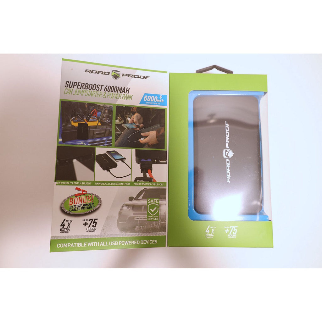 6,000mAh Portable Jumpstarter w/USB Battery Charger