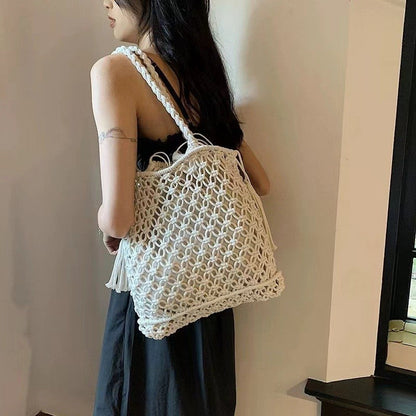 Hollow Out Cotton Thread Woven Lined Top