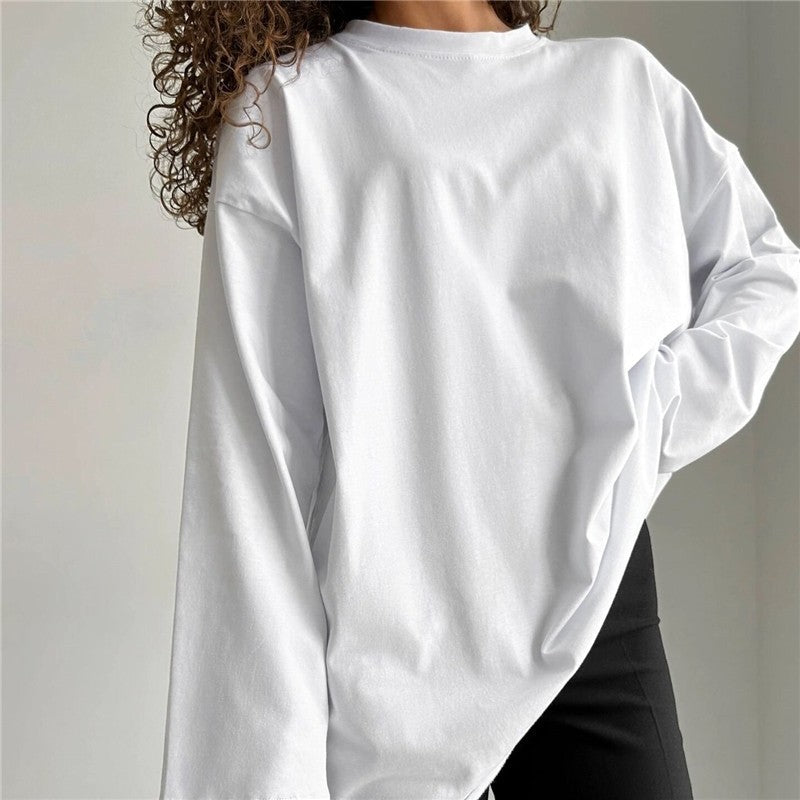 Relaxed Fit Solid Long Sleeve Tee