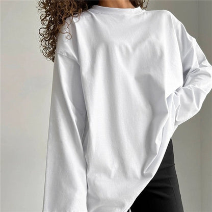 Relaxed Fit Solid Long Sleeve Tee