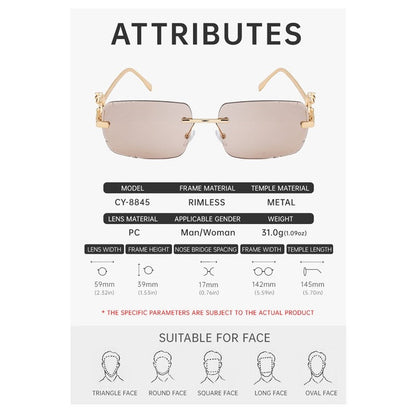 Fashion Frameless Square UV400 Sun Protection Outdoor Eyewear Sunglasses