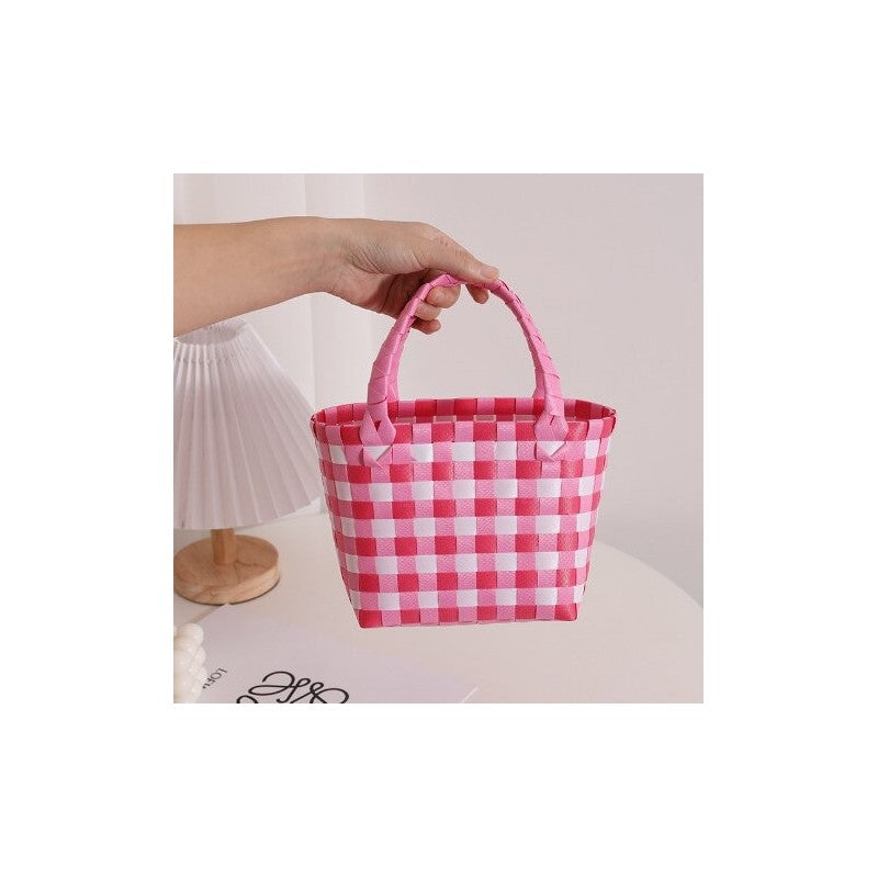 Colorful Cartoon Square Handwoven Basket Bag