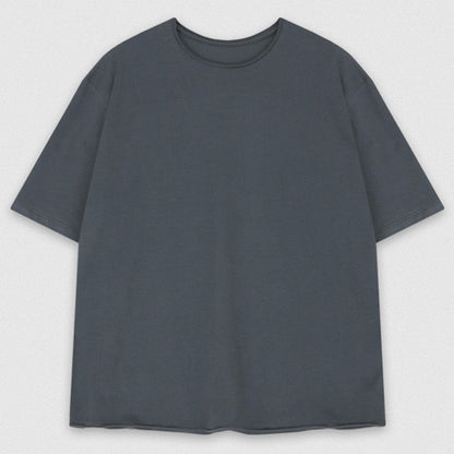 Round-Neck Short-Sleeved Plain T-Shirt With Contrast Hem For Women.