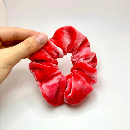 Mini Tie Dye Pink Velvet Scrunchie