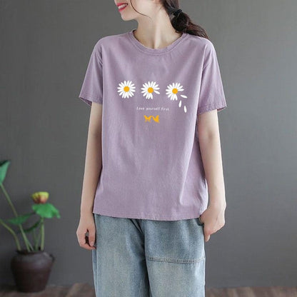 Floral Print Casual Loose Fit Women's T-Shirt