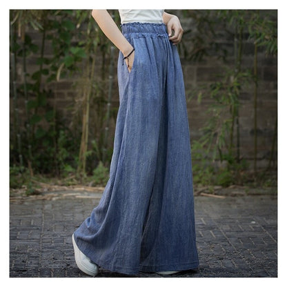 Tie-Dye High Waist Wide Leg Pants With Elastic Waistband