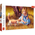 500 Piece Jigsaw Puzzles, In The Center of Attention, Jim Daly Puzzle with Little Girl and Cat, Adult Puzzles, Trefl 37291