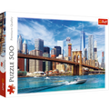 500 Piece Jigsaw Puzzles, View of New York, Puzzle of the USA, City Skyline Puzzle, New York Harbor and Bridge Puzzle, Adult Puzzles, Trefl 37331