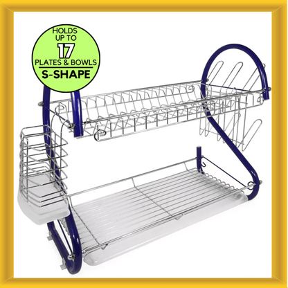 Better Chef 16" 2-Level Colored-Chrome-Plated S-Shaped Dish Rack