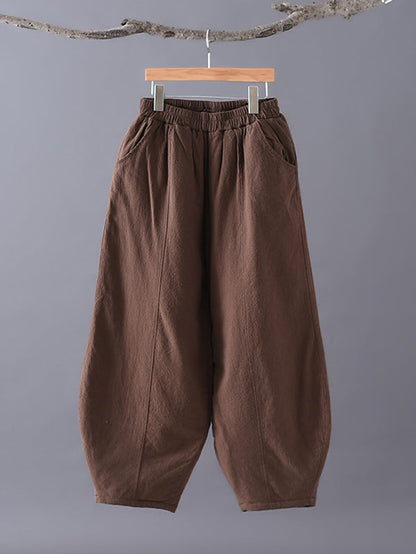 Casual Loose Keep Warm Elasticity Solid Color Casual Pants Bottoms