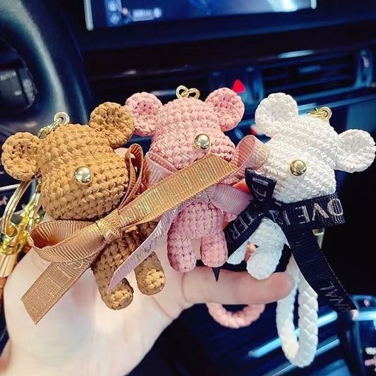 Knitted Bear Keychain Bag Charm - Adorable and Stylish