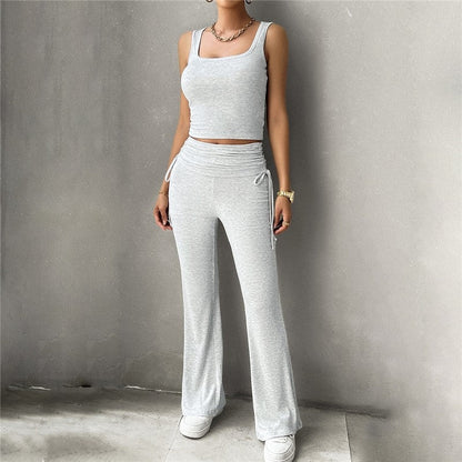 Slim Fit Casual Solid Color Vest and Pants Ensemble