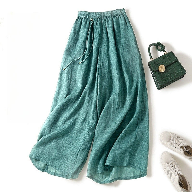 Loose-Fit High-Waisted Wide-Leg Cropped Trousers