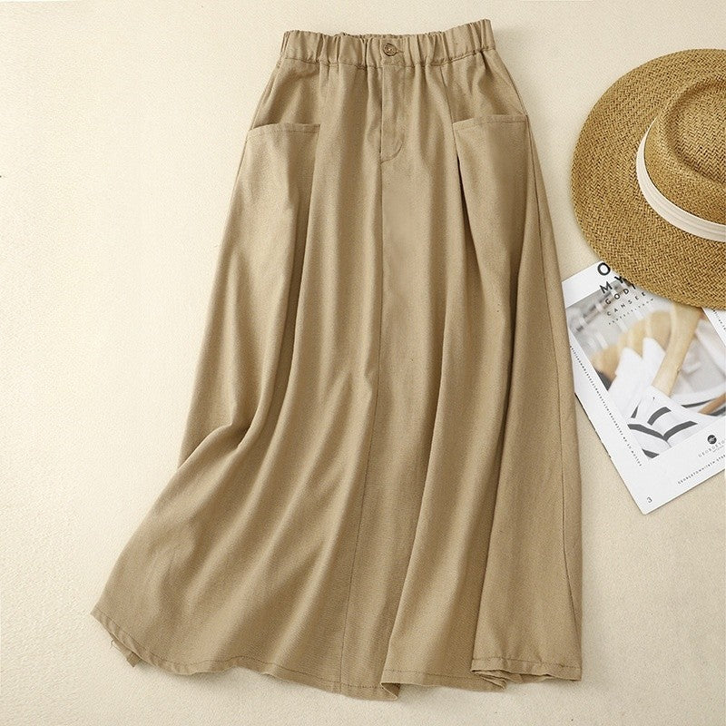 Elastic Waist A-Line Midi Skirt for a Slimming Look