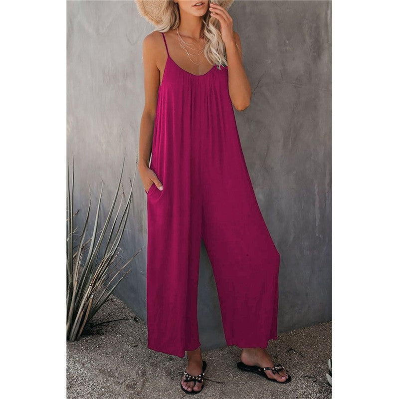 Spaghetti Strap Wide Leg Jumpsuit