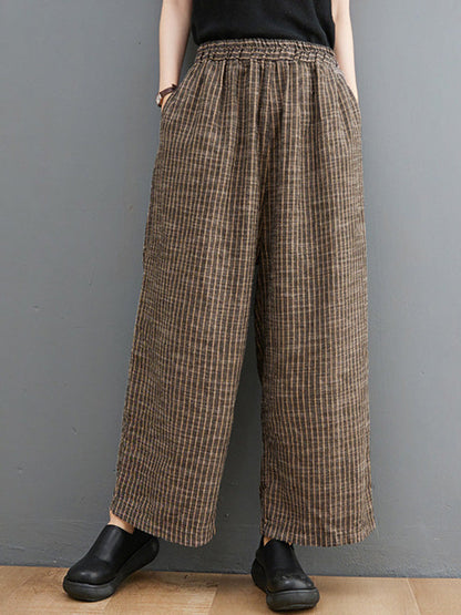 Vintage Ramie Cotton Notched Collar One Button Suits+Column Pants 2 Pieces Set