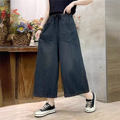 High-Waisted Solid Color Wide-Leg Pants With Tie Waist