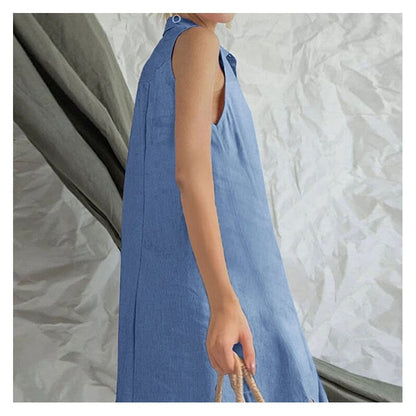 Sleeveless Oversized Solid Shirt Dress