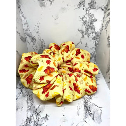 Turkey and Leaves Thanksgiving Bullet Scrunchie