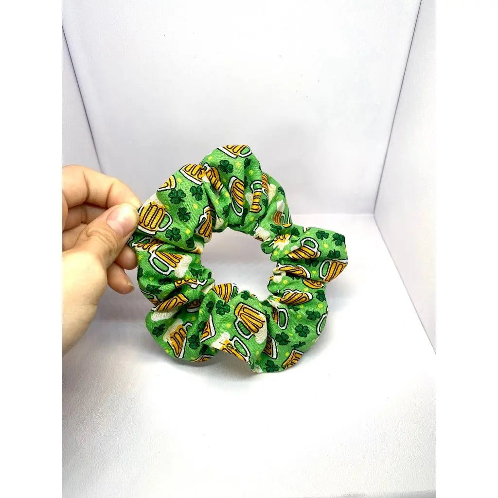 Mini Beer and Shamrocks St Patrick's Scrunchie