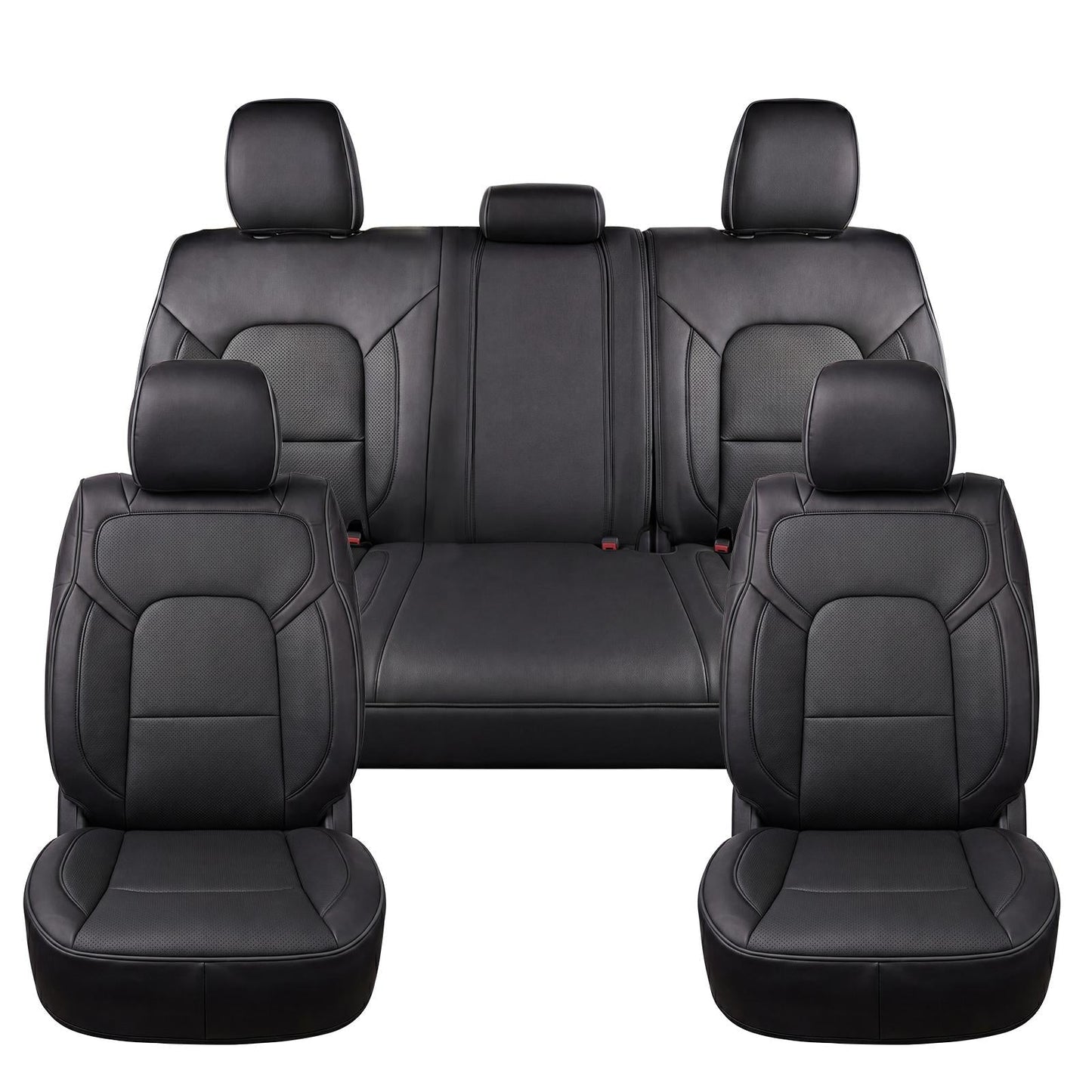 Umbrauto Custom Seat Covers fit for Dodge Ram 1500 2500 3500, Full Coverage Luxury Leather Ram Truck Seat Cover 2009-2025 Compatible with Crew Cab Double Quad Regular (Full Set (Flat Rear))