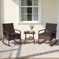 3-Piece Rocking Bistro Set with Cushions & Side Table