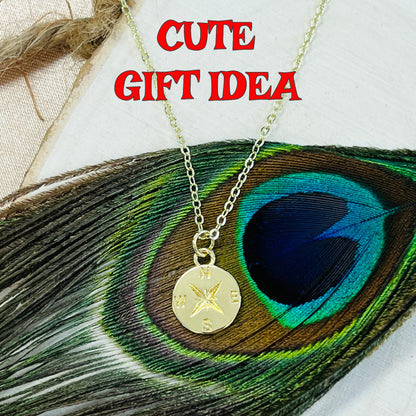 Dainty Gold Compass Necklace Symbolic Direction Jewelry