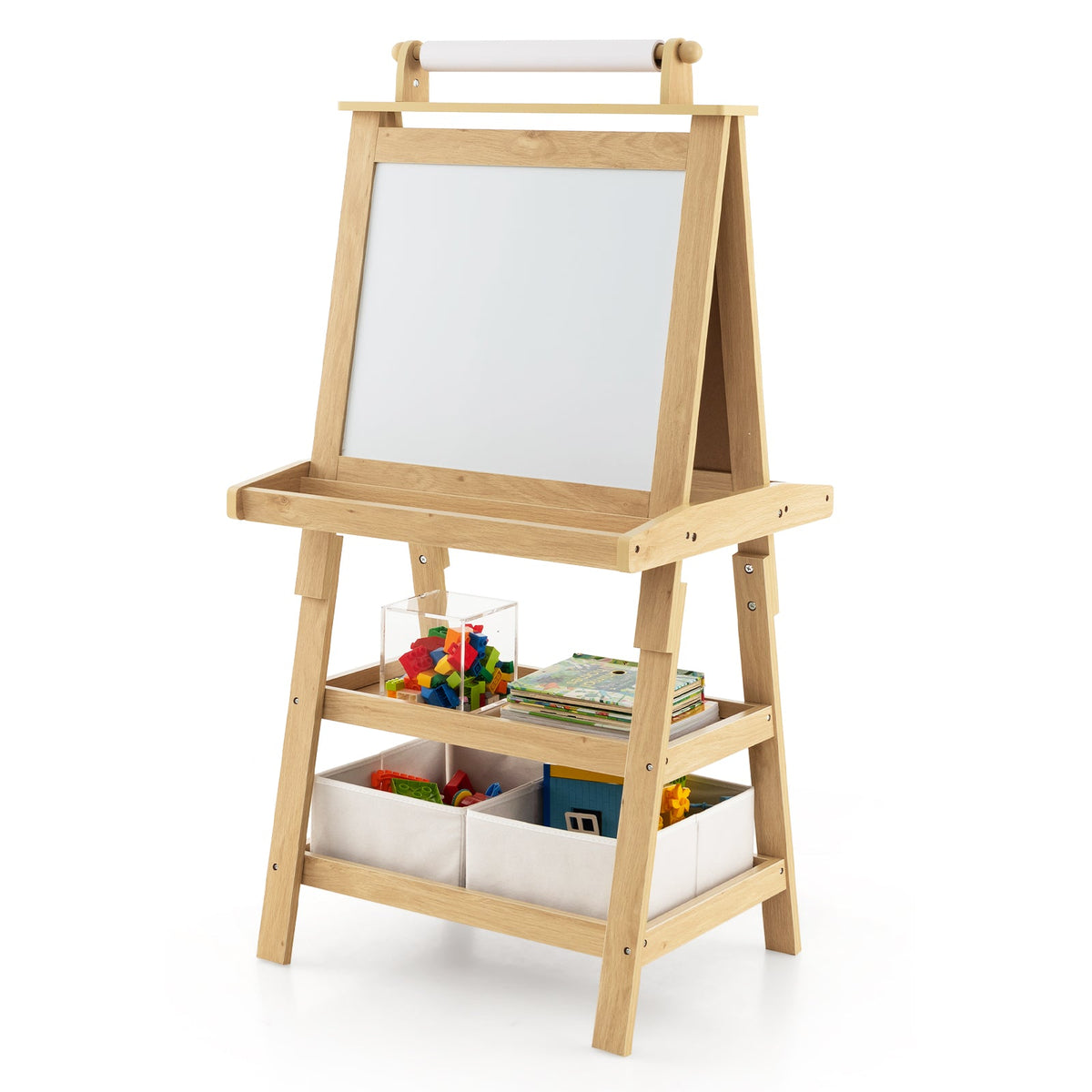 3 in 1 Double-Sided Storage Art Easel-Brown