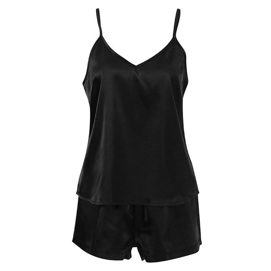Silky Halter Top and Shorts Pajama Set for Women