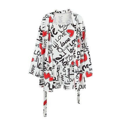 Floral Print Three-Piece Sleepwear Set with Camisole and Shorts