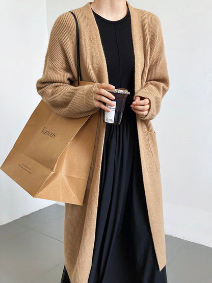 Casual Loose Solid Color Cardigan Tops