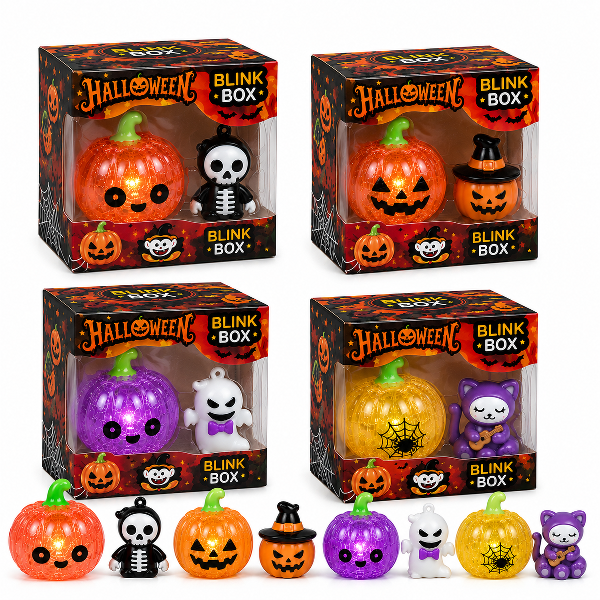 Halloween Mystery Squishy 2-Piece Set – Blind Box Ghost & Pumpkin Stress Relief Fidget Toys | Collectible Halloween Characters | Ages 3+