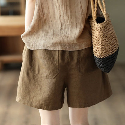 Elastic Waist Loose Shorts in Solid Color Palette