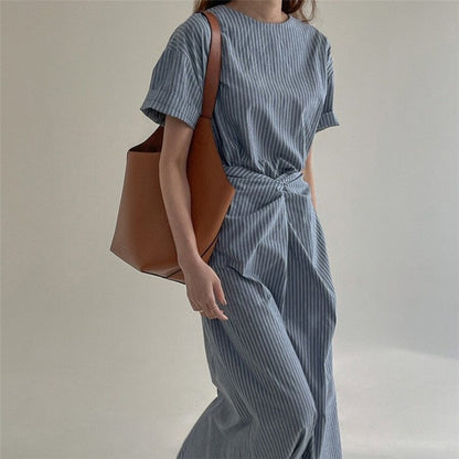 Striped Knot Tie Strap Dress - Fashionable and Chic