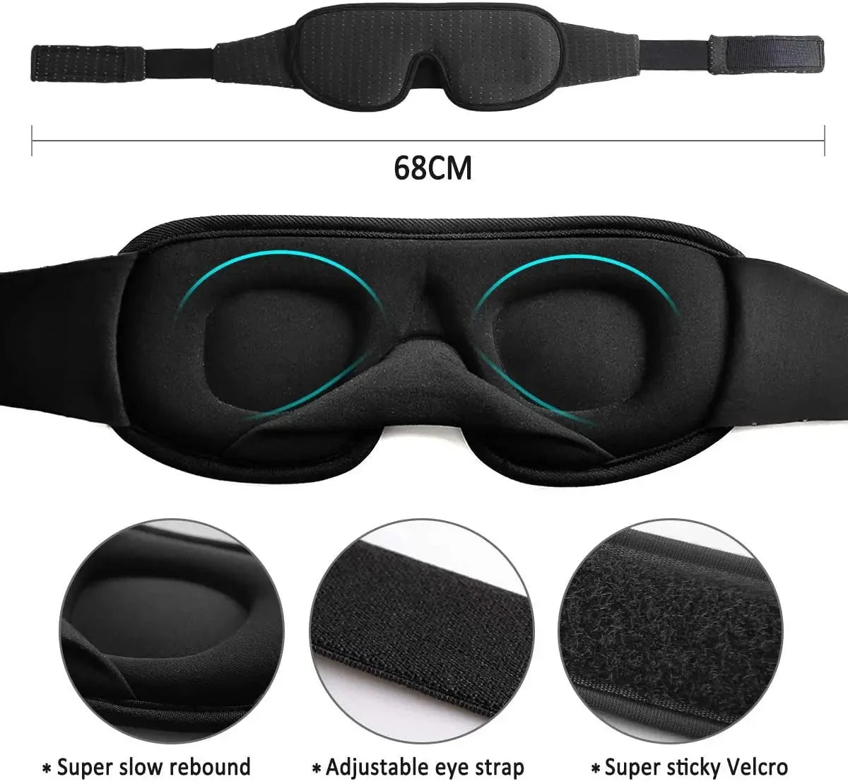 3D Sleep Eye Mask | Soft Padded Memory Foam Eyeshade