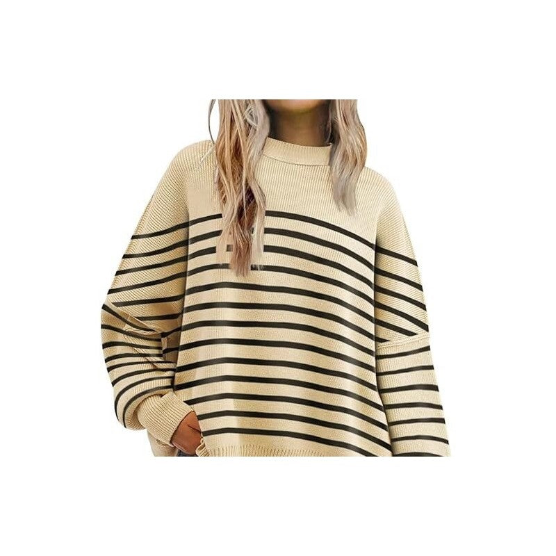 Sure! Here is an optimized title for your clothing product:

"Cozy Batwing Sleeve Knit Sweater with Side Sl