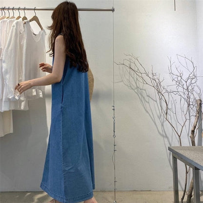 Minimalist Sleeveless Denim Dress